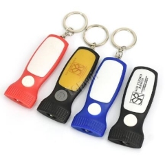 Personalized Torch Shape Plastic Mini LED Keyrings Torch