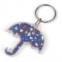 Personalised Logo Printed Umbrella Shape Acrylic Key Rings in Bulk