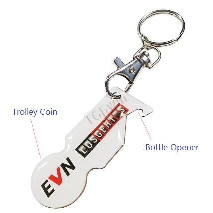 Custom Logo Printed Bottle Opener Trolley Coin Key Chains