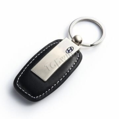 Rotating Nickel Matt Metal Leather Keychain Factory