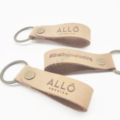 Custom Logo Embossing Genuine Leather Key Ring Holders