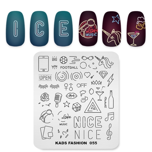 FASHION 055 Nail Stamping Plate Neon