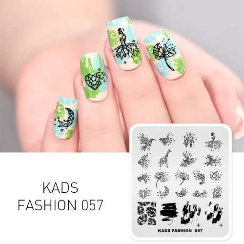 FASHION 057 Nail Stamping Plate Jigsaw & Plant & Animal