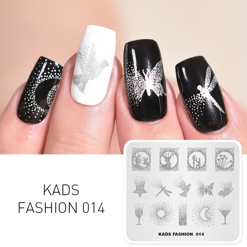 FASHION 014 Nail Stamping Plate Spot & Butterfly & Reindeer