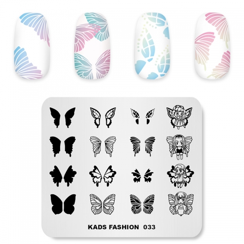 FASHION 033 Nail Stamping Plate Butterfly Wing