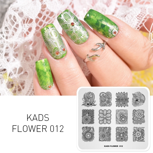 FLOWER 012 Nail Stamping Plate Flower & Leaf