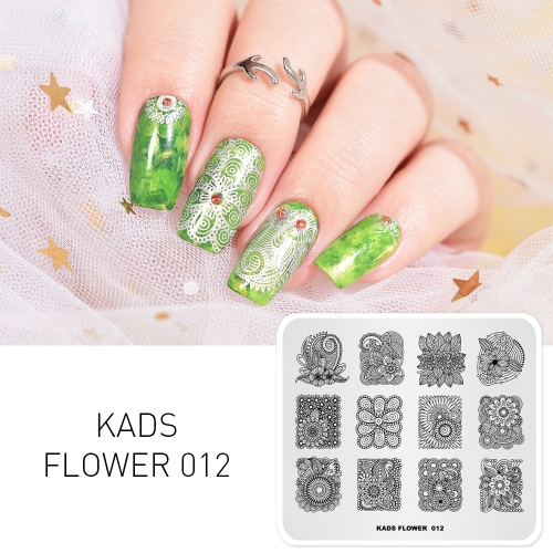 FLOWER 012 Nail Stamping Plate Flower & Leaf