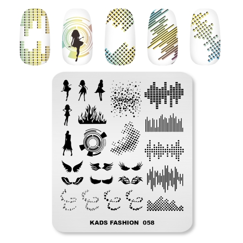 FASHION 058 Nail Stamping Plate Disco & Dancing Girl & Wing