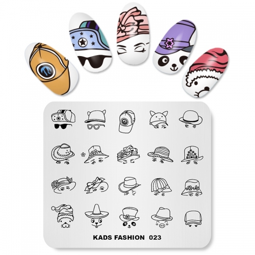 FASHION 023 Nail Stamping Plate Panda & Hat