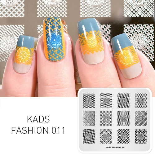 FASHION 011 Nail Stamping Plate Kaleidoscope & Lattice