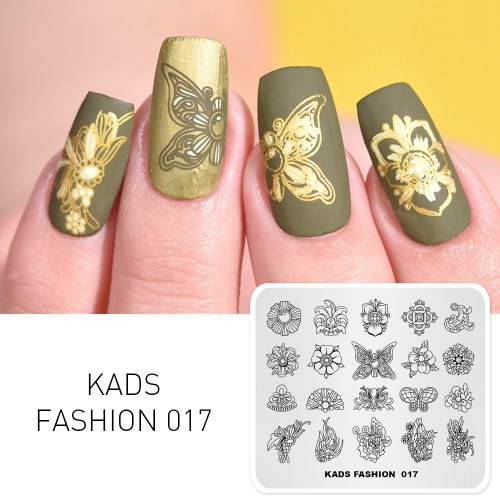 FASHION 017 Nail Stamping Plate Butterfly & Flower