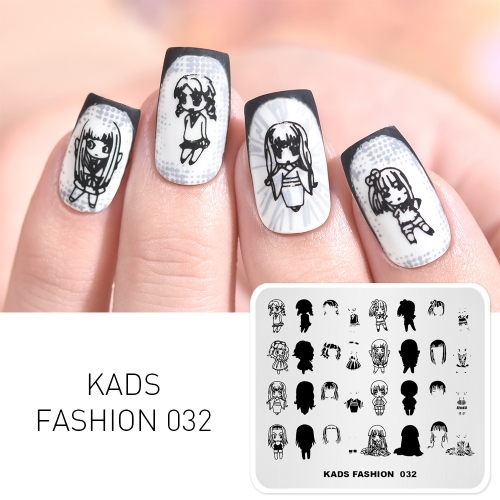 FASHION 032 Nail Stamping Plate Anime Girl