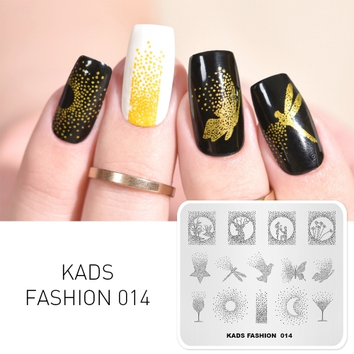 FASHION 014 Nail Stamping Plate Spot & Butterfly & Reindeer