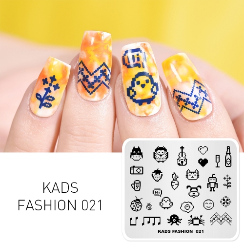 FASHION 021 Nail Stamping Plate Pixel Pattern & Cartoon