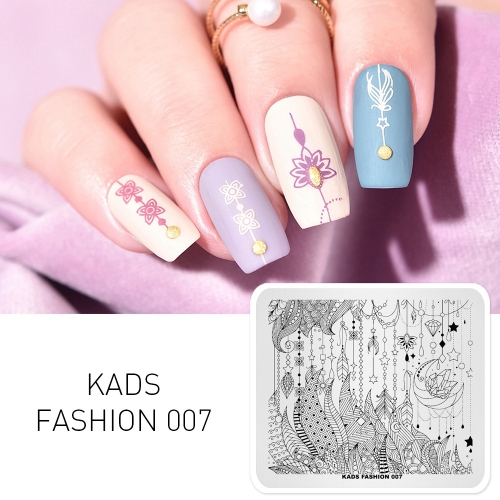 FASHION 007 Nail Stamping Plate Dream & Leaf & Crystal