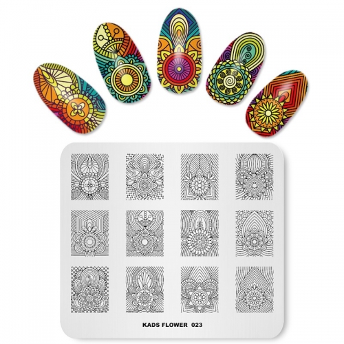 FLOWER 023 Nail Stamping Plate Paisley Pattern Flowers