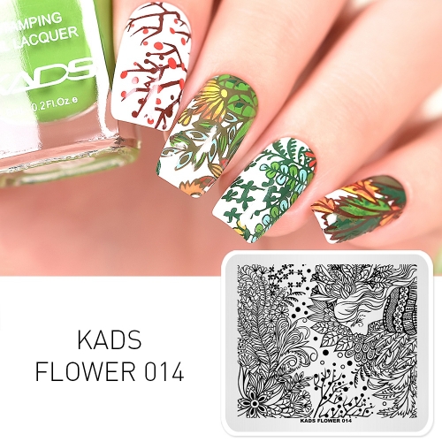 FLOWER 014 Nail Stamping Plate Plant & Girl