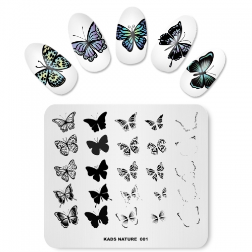 NATURE 001 Nail Stamping Plate Nature Butterfly