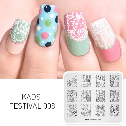 FESTIVAL 008 Nail Stamping Plate Festival Easter & Egg & Rabbit