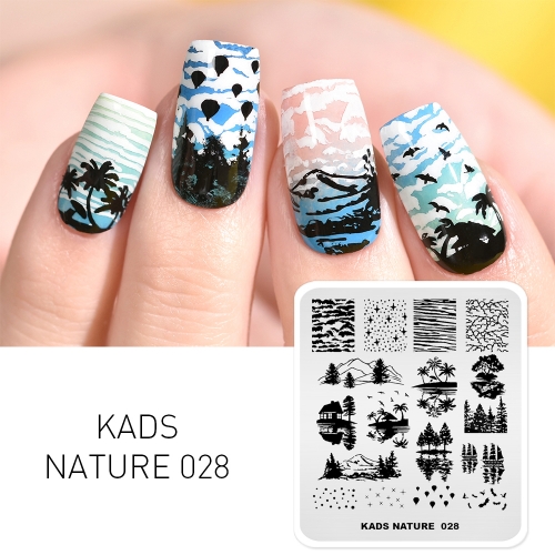 NATURE 028 Nail Stamping Plate Nature Island & Tree & Star & Cloud