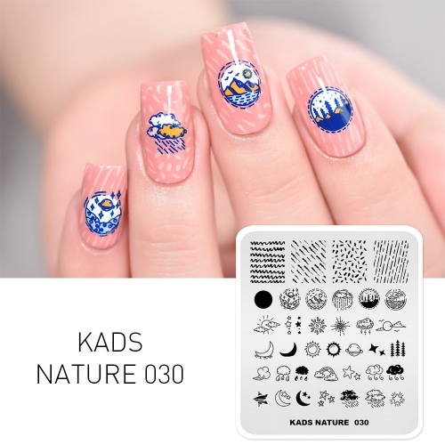 NATURE 030 Nail Stamping Plate Nature Weather & Sun & Moon & Cloud & Star