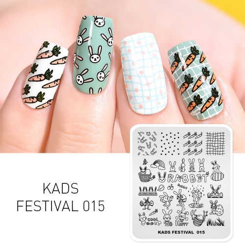 FESTIVAL 015 Nail Stamping Plate Festival Easter & Bunny & Carrot & Egg