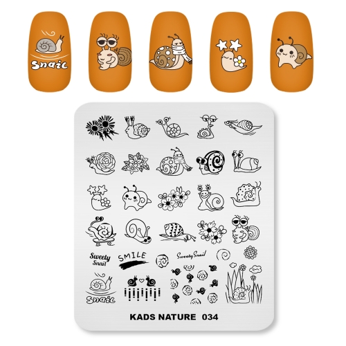 NATURE 034 Nail Stamping Plate Nature Snail & Plant