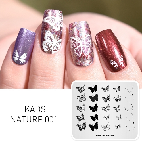 NATURE 001 Nail Stamping Plate Nature Butterfly