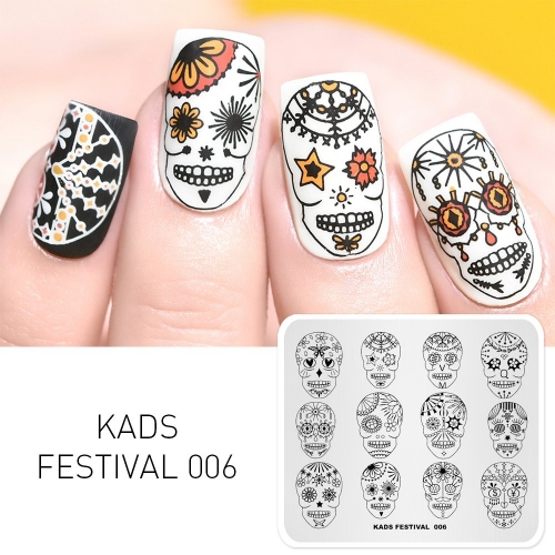 FESTIVAL 006 Nail Stamping Plate Festival Halloween & Skull