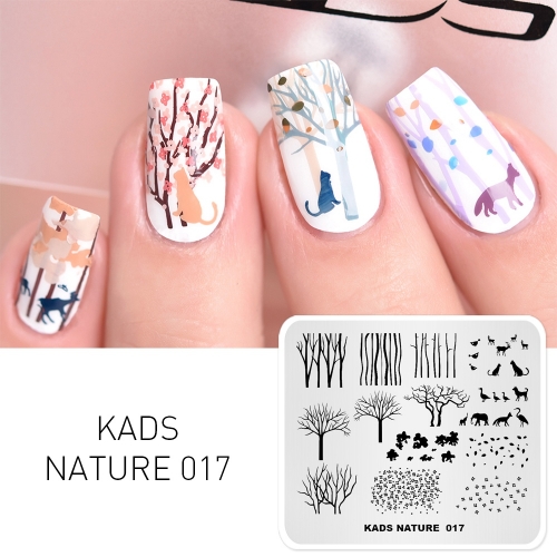 NATURE 017 Nail Stamping Plate Nature Tree & Forest & Animals