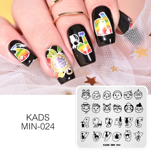 MIN 024 Nail Stamping Plate Cartoon Expression & Number