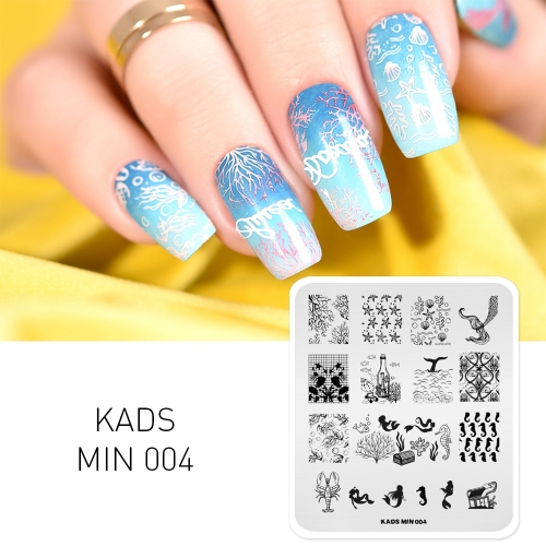 MIN 004 Nail Stamping Plate Ocean & Mermaid & Coral & Starfish & Drift Bottle