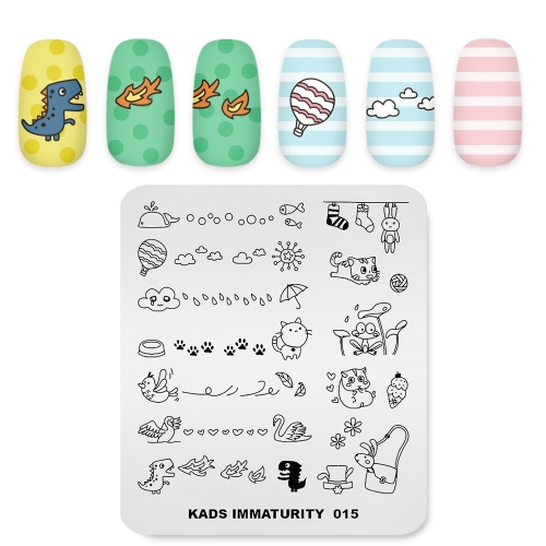 IMMATURITY 015 Nail Stamping Plate Animals & Weather