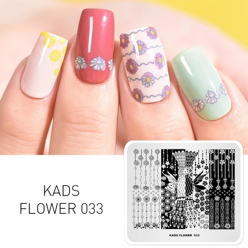 FLOWER 033 Nail Stamping Plate Bow & Wings & Flower