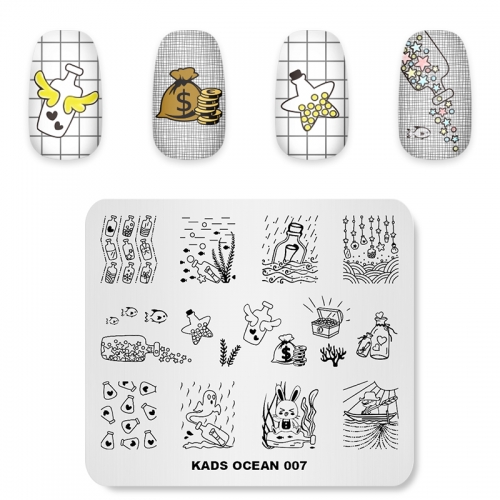 OCEAN 007 Nail Stamping Plate Ocean & Drifting bottle