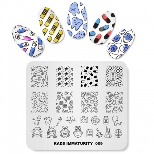 IMMATURITY 009 Nail Stamping Plate Medical & Pill & Doctor & Tooth