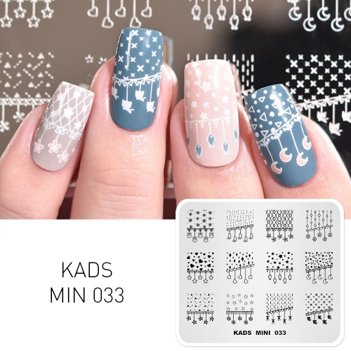 MIN 033 Nail Stamping Plate Hanging ornament & Star & Moon & Flower