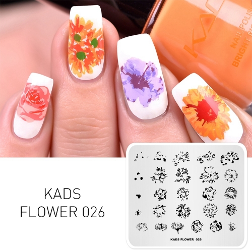 FLOWER 026 Nail Stamping Plate Overprint Flower