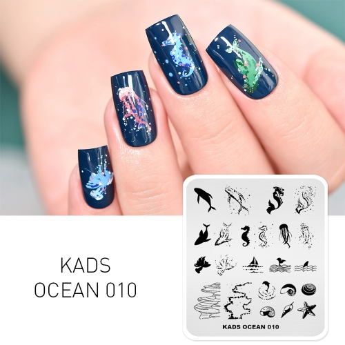 OCEAN 010 Nail Stamping Plate Ocean & Whale & Seahorse & Shell