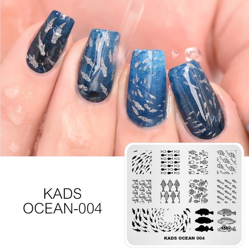 OCEAN 004 Nail Stamping Plate Ocean & Fish