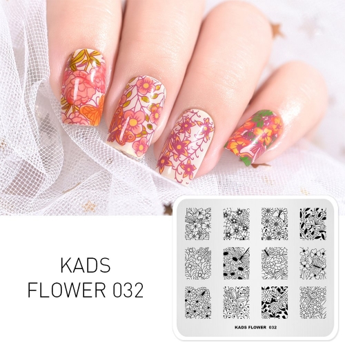 FLOWER 032 Nail Stamping Plate Flower & Butterfly