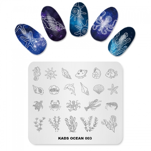 OCEAN 003 Nail Stamping Plate Ocean & Spot & Fish & Shell