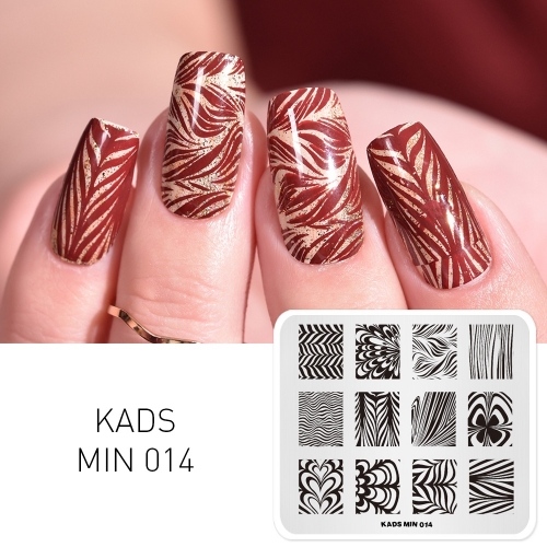 MIN 014 Nail Stamping Plate Ripple & Stripe & Marble