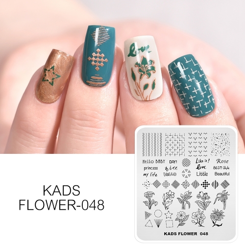 FLOWER 048 Nail Stamping Plate Like & Love & Bouquet & Star