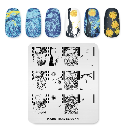 TRAVEL 007-1 Nail Stamping Plate Oil Painting & Starry Sky & Van Gogh