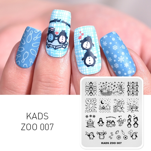 ZOO 007 Nail Stamping Plate Antarctic & Snowflake & Iceberg & Ball