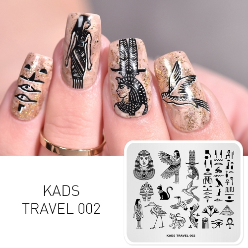 TRAVEL 002 Nail Stamping Plate Egypt & Symbol & Pyramid & Pharaoh