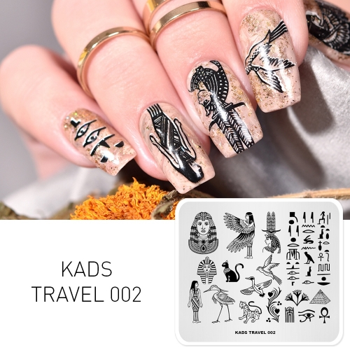 TRAVEL 002 Nail Stamping Plate Egypt & Symbol & Pyramid & Pharaoh