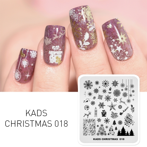 CHRISTMAS 018 Nail Stamping Plate Christmas Snowflake & Reindeer