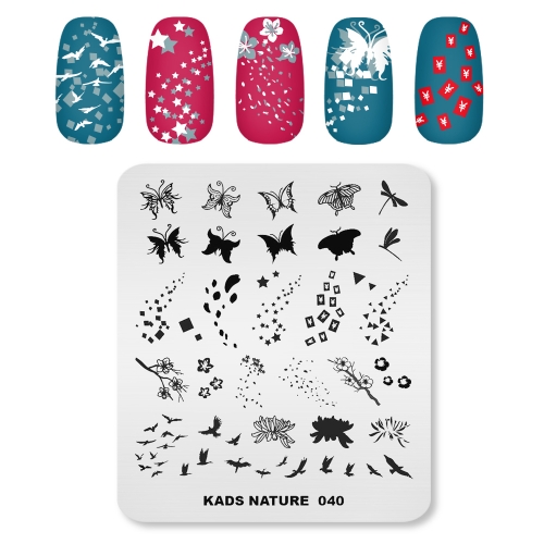 NATURE 040 Nail Stamping Plate Butterfly Chrysanthemum Eagle